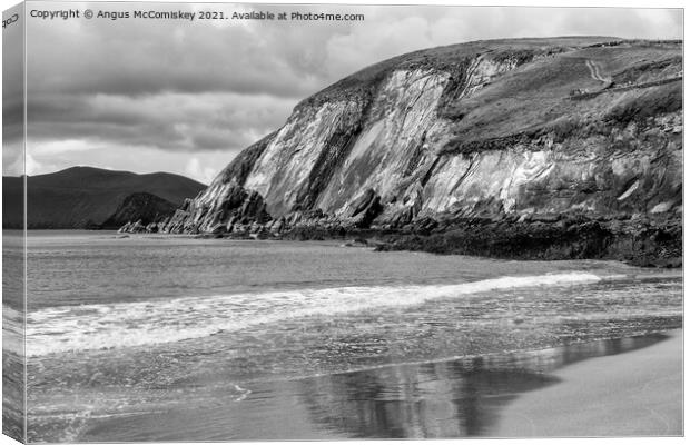 Dunmore Head Cliffs on the Dingle Peninsula mono Canvas Print by Angus McComiskey