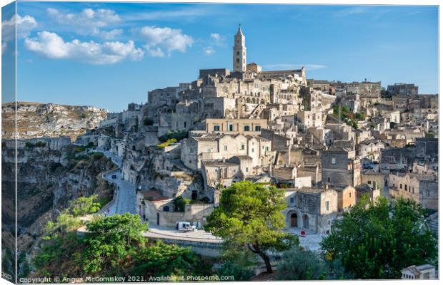 Classic view of Sassi District of Matera Canvas Print by Angus McComiskey