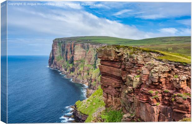 Red sandstone cliffs, Isle of Hoy, Orkney Canvas Print by Angus McComiskey