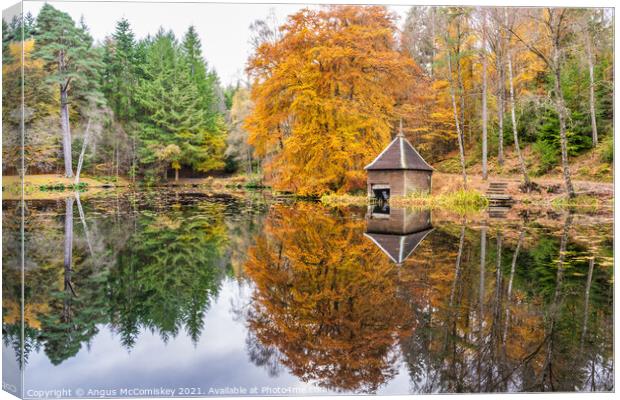 Autumn reflections on Loch Dunmore Canvas Print by Angus McComiskey