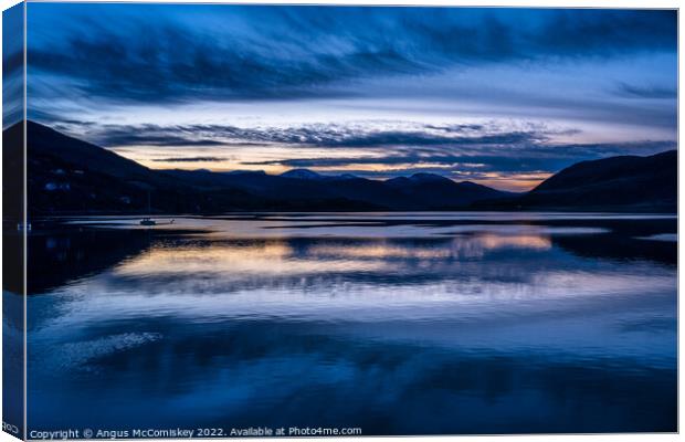 Dawn breaks across Loch Broom Canvas Print by Angus McComiskey