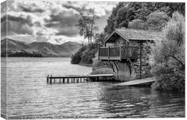 Boathouse on Ullswater mono Canvas Print by Angus McComiskey