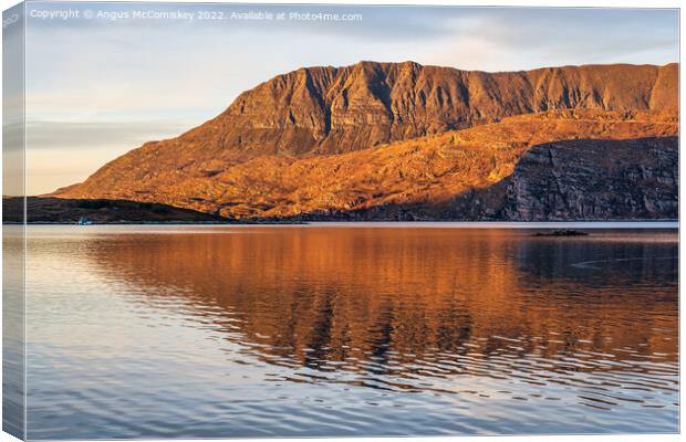 View across Loch Canaird to Ben Mor Coigach Canvas Print by Angus McComiskey