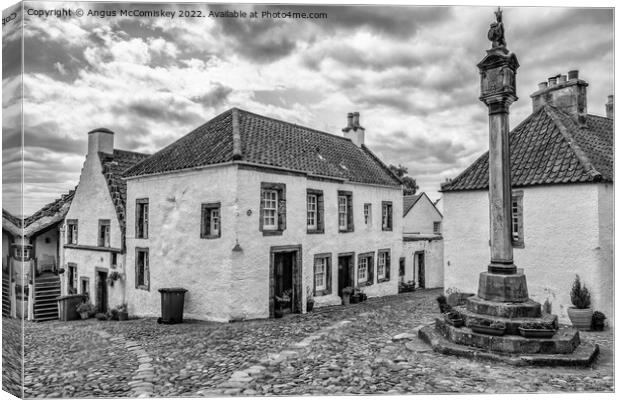 The Mercat Cross, village of Culross in Fife mono Canvas Print by Angus McComiskey