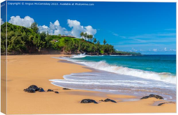 Secret Beach on Kauai Island in Hawaii Canvas Print by Angus McComiskey