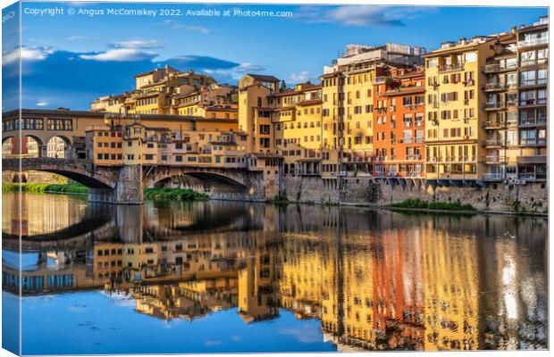 Ponte Vecchio at golden hour, Florence, Tuscany Canvas Print by Angus McComiskey