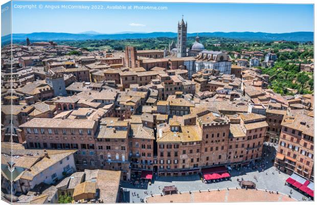 High above Piazza del Campo in Siena, Tuscany Canvas Print by Angus McComiskey