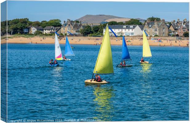 Dinghy sailing in Elie harbour, East Neuk of Fife Canvas Print by Angus McComiskey