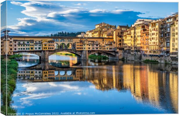 Ponte Vecchio at sunrise, Florence, Tuscany Canvas Print by Angus McComiskey