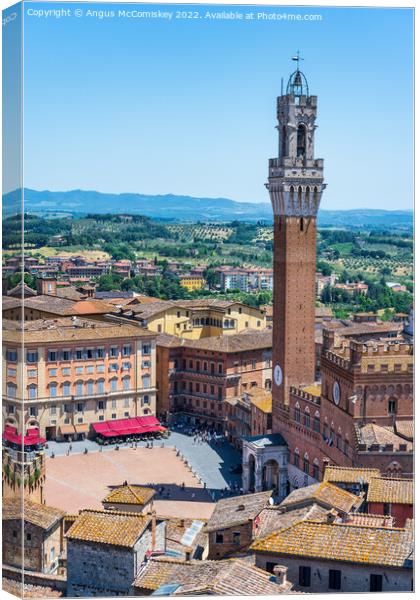 Torr del Mangia bell tower in Siena, Tuscany Canvas Print by Angus McComiskey
