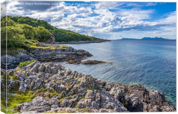 Rocky shoreline at Samalaman Bay, Ardnamurchan Canvas Print by Angus McComiskey