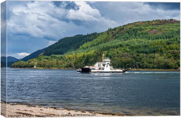 Corran Ferry on Loch Linnhe, Scottish Highlands Canvas Print by Angus McComiskey