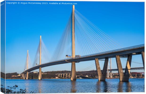 Queensferry Crossing low winter sun Canvas Print by Angus McComiskey