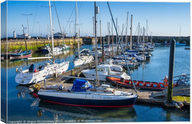 Boats moored in Anstruther harbour in Fife Canvas Print by Angus McComiskey