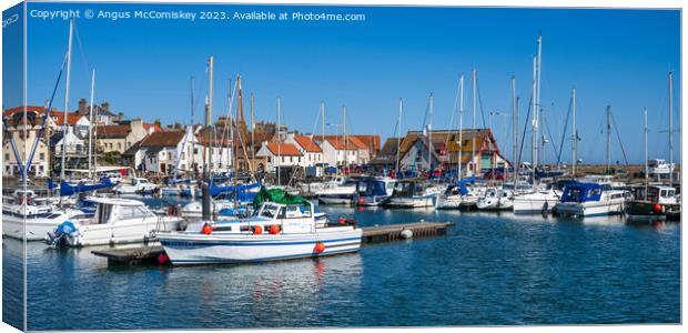 Panoramic view of boats in Anstruther harbour Fife Canvas Print by Angus McComiskey
