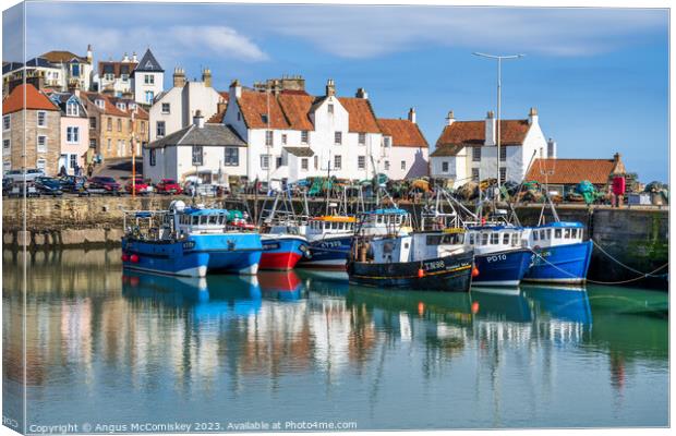 Fishing boats in Pittenweem Harbour Canvas Print by Angus McComiskey