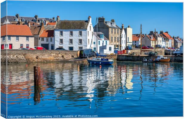 St Monans harbour reflections Canvas Print by Angus McComiskey