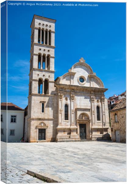 Cathedral of St Stephen in Hvar town, Croatia Canvas Print by Angus McComiskey