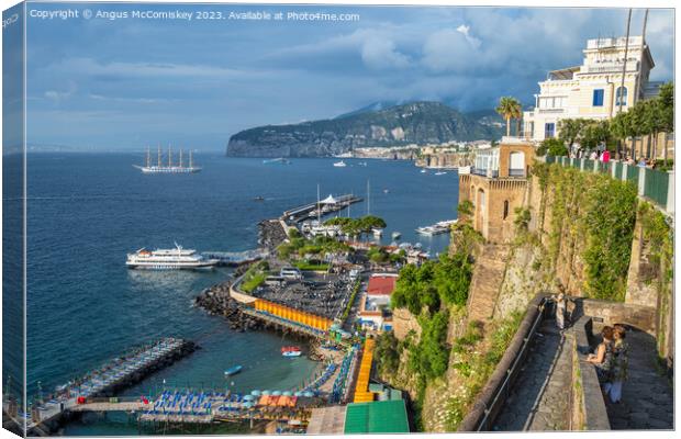 Sorrento harbour and Bay of Naples, Italy Canvas Print by Angus McComiskey
