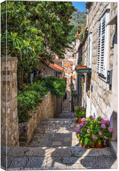 Picturesque Dubrovnik alleyway, Croatia Canvas Print by Angus McComiskey