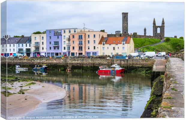 St Andrews harbour reflections, Fife, Scotland Canvas Print by Angus McComiskey