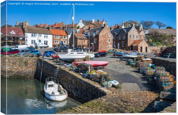 Lobster pots on quayside of Crail harbour, Fife Canvas Print by Angus McComiskey