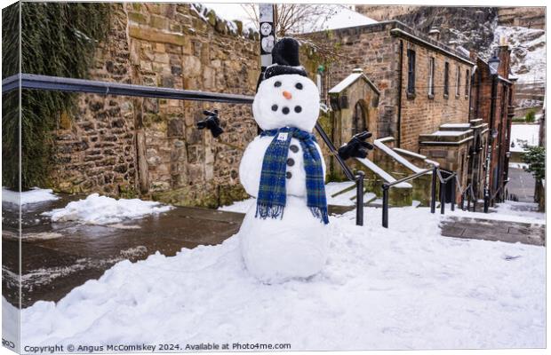 The Vennel snowman, Edinburgh Old Town Canvas Print by Angus McComiskey