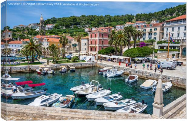 Waterfront of Hvar town, Croatia Canvas Print by Angus McComiskey