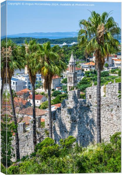Walls of the Spanish Fortress in Hvar town Croatia Canvas Print by Angus McComiskey
