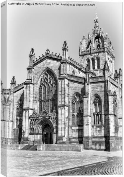 St Giles Cathedral Edinburgh (black and white) Canvas Print by Angus McComiskey