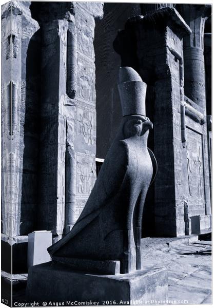 Granite statue of Horus at Edfu, Upper Egypt Canvas Print by Angus McComiskey