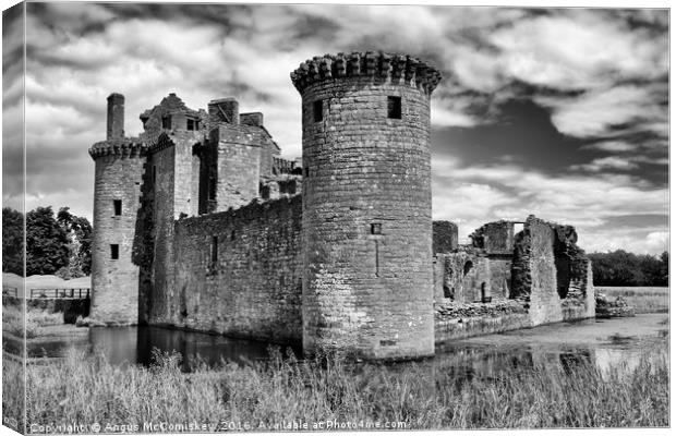 Caerlaverock Castle mono Canvas Print by Angus McComiskey