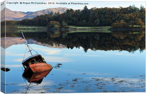 Sunken boat on Loch Etive Canvas Print by Angus McComiskey