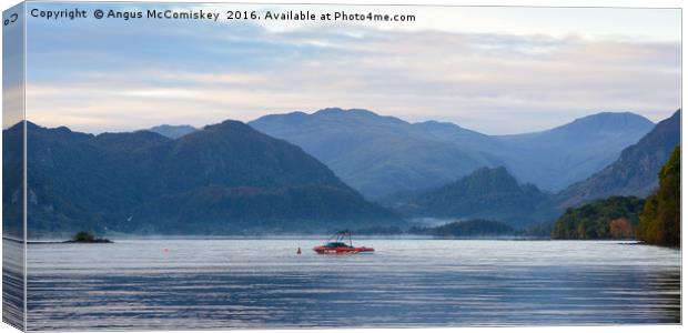 Red boat at dawn Canvas Print by Angus McComiskey