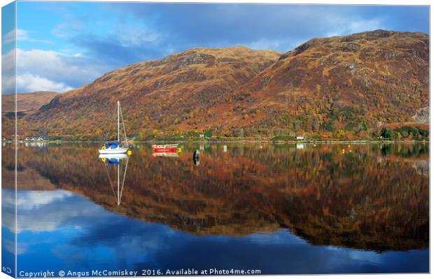 Winter reflections on Loch Etive Canvas Print by Angus McComiskey