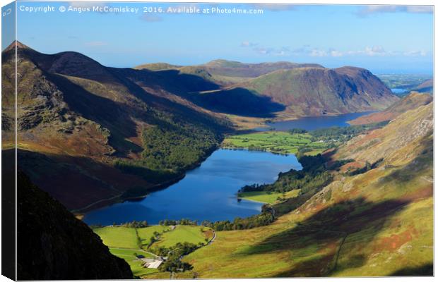 View over Buttermere and Crummock Water Canvas Print by Angus McComiskey