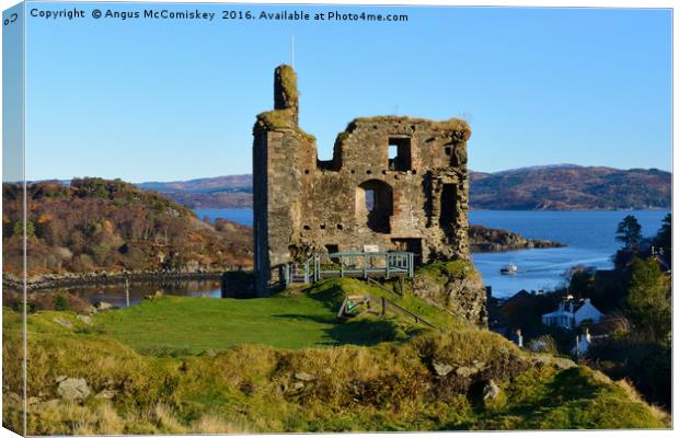 Ruins of Tarbert Castle in Argyll Canvas Print by Angus McComiskey