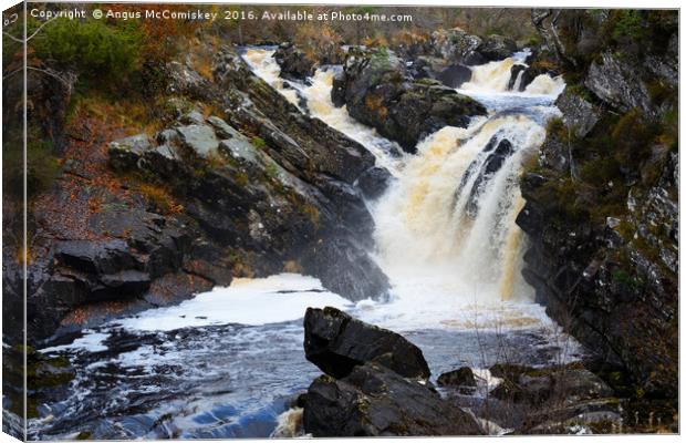 Rogie Falls on the Black Water river Canvas Print by Angus McComiskey