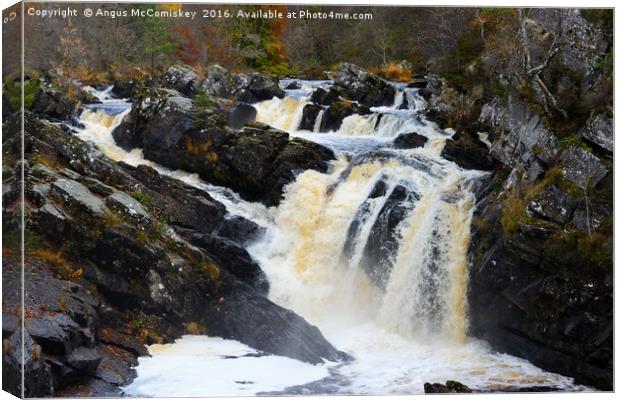 Rogie Falls in autumn Canvas Print by Angus McComiskey