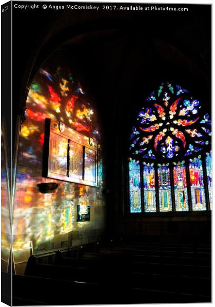 Stained glass reflections Canvas Print by Angus McComiskey