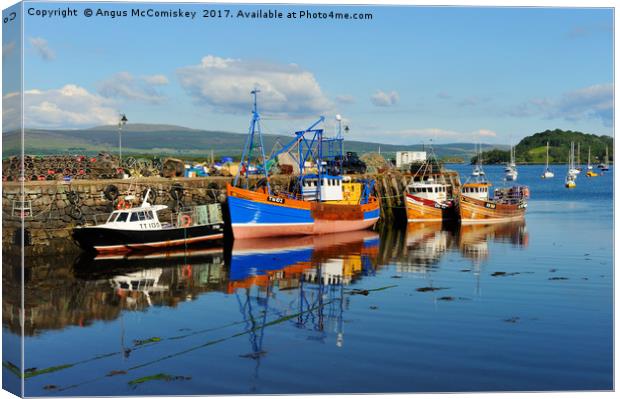 Fishing boats in Tobermory harbour Canvas Print by Angus McComiskey