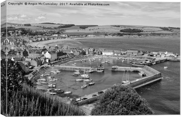 View across Stonehaven Harbour mono Canvas Print by Angus McComiskey