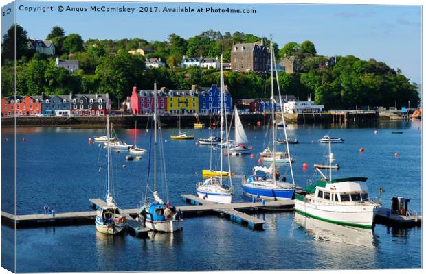 View across yacht marina to Tobermory Canvas Print by Angus McComiskey