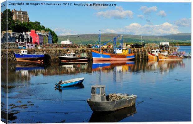 Colourful boats in Tobermory harbour  Canvas Print by Angus McComiskey
