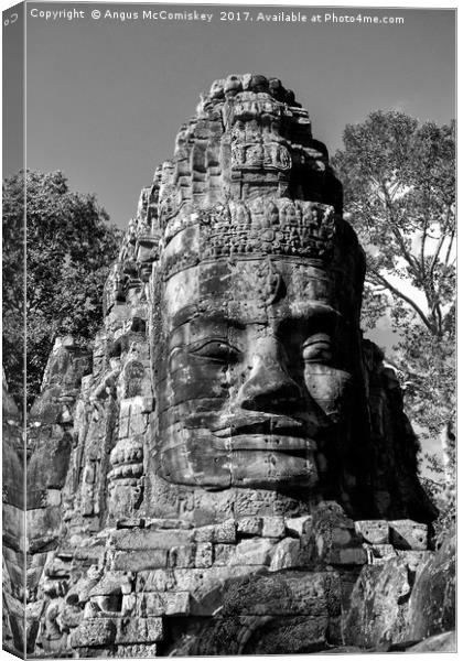 Victory Gate Angkor Thom complex Cambodia mono Canvas Print by Angus McComiskey