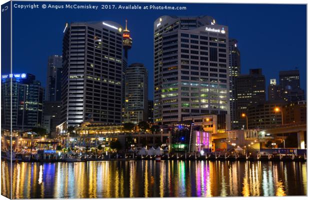 Darling Harbour reflections Canvas Print by Angus McComiskey