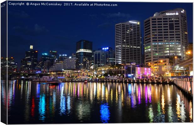 Darling Harbour by night Canvas Print by Angus McComiskey