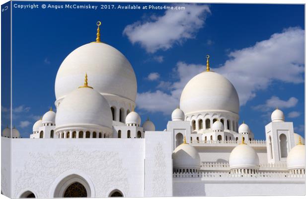 Domes of Grand Mosque Abu Dhabi Canvas Print by Angus McComiskey