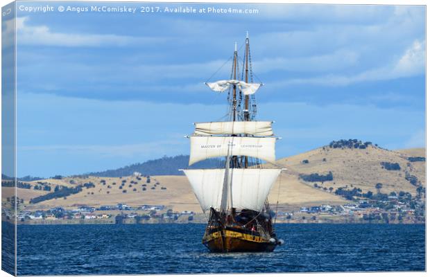 Tall ship approaching Hobart harbour Tasmania Canvas Print by Angus McComiskey