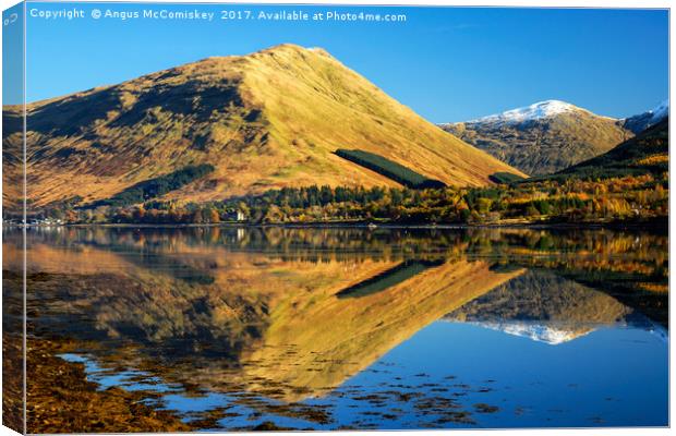 Autumn reflections on Loch Long Canvas Print by Angus McComiskey